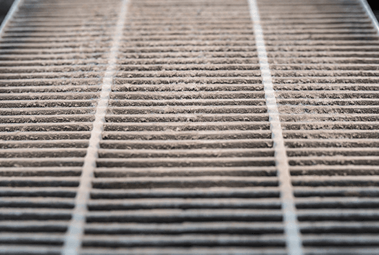 Dirty filter from a broken air conditioner